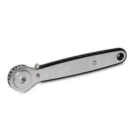 GN 318 Stainless Steel Ratchet Wrenches, with Through Hole / Blind Hole Type: A - Ratchet insert with through hole<br />Insert: K