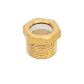 GN 743.7 Brass Fluid Sight Glasses, with Float Glass, with Conical BSPT or NPT Thread Type: B - Without reflector