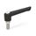 WN 303.1 Plastic Adjustable Levers, Threaded Stud Type, with Stainless Steel Components, with Push Button Lever color: SW - Black, RAL 9005, textured finish
Push button color: G - Gray, RAL 7035