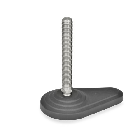 Leveling Feet EN 445.5: Stainless Steel Threaded Stud, Plastic Base Plate