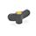 EN 634 Technopolymer Plastic Wing Nuts, Ergostyle®, with Brass Tapped Insert Color of the cover cap: DGB - Yellow, RAL 1021, matte finish