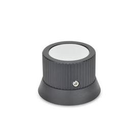GN 726.2 Aluminum Knurled Control Knobs, Plain Bore or Collet Type Type: B - Neutral, without indicator point or scale<br />Identification No.: 1 - With grub screw