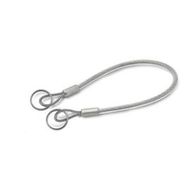 GN 111.8 Stainless Steel AISI 316 Retaining Cables, with 2 Key Rings or 1 Key Ring and 1 Mounting Tab Type: A - With 2 key rings<br />Color: TR - Transparent