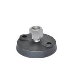 Stainless Steel "NY-LEV®" Leveling Mounts, Platic Base, Tapped Socket Type, with Mounting Holes