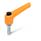 WN 303.2 Nylon Plastic Adjustable Levers, with Push Button, Threaded Stud Type, with Zinc Plated Steel Components Lever color: OS - Orange, RAL 2004, textured finish
Push button color: S - Black, RAL 9005