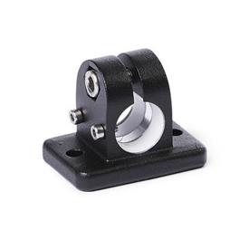 GN 145.1 Aluminium, noix de serrage avec embase pour actionneur linéaire d1: G - avec insert coulissant<br />Finish: SW - Noir, RAL 9005, finition texturée