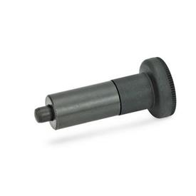 GN 618 Steel Indexing Plungers, Non Lock-Out, Unthreaded Weldable Body Type: A - With knob