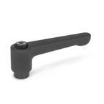Zinc Die-Cast Straight Adjustable Levers, Tapped or Plain Bore Type, with Blackened Steel Components