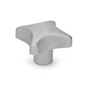 DIN 6335 Aluminum Hand Knobs, with Tapped or Plain Bore Type: E - With tapped blind bore<br />Finish: MT - Matte, tumbled finish