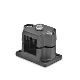 GN 147.7 Aluminium, noix de serrage avec embase, avec option de positionnement Type: D - Avec poussoir à bille<br />Couleur: SW - Noir, RAL 9005, finition texturée