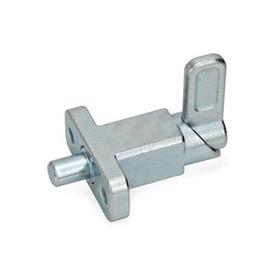 GN 722.2 Steel Cam Action Spring Latches, Lock-Out, with Mounting Flange Type: A - Latch position right-angled to mounting holes<br />Finish: ZB - Zinc plated, blue passivated finish