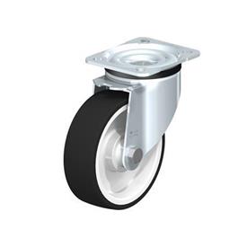  LK-POTH Steel Medium Duty Swivel Caster with Polyurethane Treaded Wheel, with Plate Mounting, Medium-Heavy Duty Bracket Series Type: K - Ball bearing