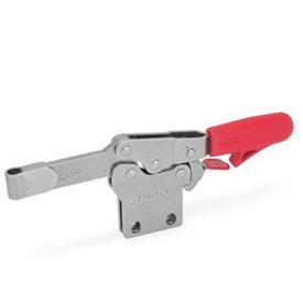 GN 820.4 Stainless Steel Horizontal Acting Toggle Clamps, with Safety Hook, with Vertical Mounting Base Material: NI - Stainless steel<br />Type: PL - Solid bar version, with weldable clasp