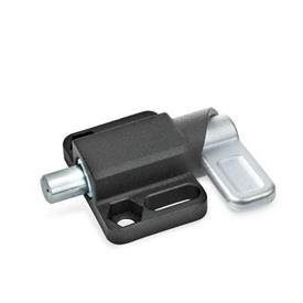 GN 722.3 Steel Cam Action Spring Latches, Lock-Out, with Mounting Flange Type: L - Left indexing cam<br />Finish: SW - Black, RAL 9005, textured finish