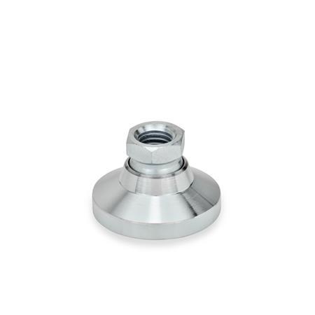 M12 x 1.75 Thread 50mm Base Diameter JW Winco 12NPAD Series GN GN 343.7 Stainless Steel Tapped Type Technopolymer Plastic Base Leveling Mount without Rubber Pad 10000 Newton Static Load Metric Size 