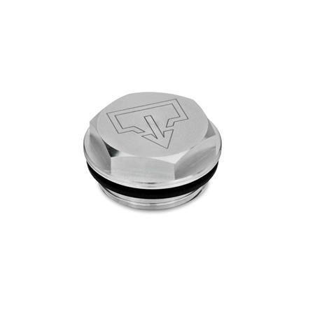 GN 741 Aluminum Fluid Fill / Drain Plugs, with or without Symbol, Resistant up to 212 °F Type: AS - With drain symbol, plain finish
Identification no.: 1 - Without vent hole
