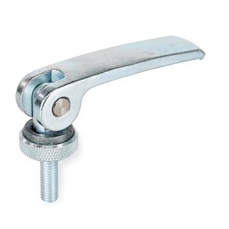 GN 927.2 Steel Clamping Levers with Eccentrical Cam, Zinc Plated, Threaded Stud Type, with Steel Components Type: A - Steel contact plate with setting nut