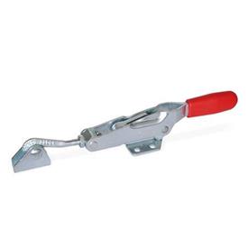 GN 850.1 Steel Latch Type Toggle Clamps, with Horizontal Mounting Base Type: TU - With draw axle, with catch, with J-hook latch bolt