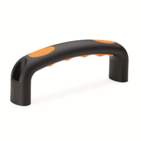 EN 725.3 Poignées étrier, plastique, insert avec empreintes de doigts, Softline Type: B - Montage du côté de l'opérateur<br />Couleur de l'insert: OR - Orange, RAL 2004, finition mate