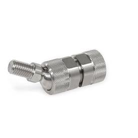 GN 782 Stainless Steel Axial Ball Joints Material: NI - Stainless steel<br />Type: KS - Ball with threaded stud<br />Identification No.: 1 - Mounting socket with tapped hole