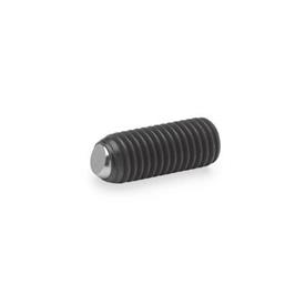 GN 605 Steel Socket Set Screws, with Full / Flat / Serrated Ball Point End Type: V - Flat ball, with swivel limiting stop