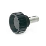Technopolymer Plastic Knurled Screws, with Steel Threaded Stud