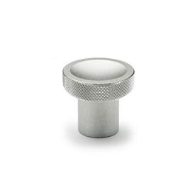 GN 676.5 Stainless Steel Push / Pull Knobs,  with Tapped Blind Hole, Plain or Knurled Rim Type: B - With knurl