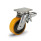 EN 22887 Steel Heavy Duty Casters, Polyurethane Wheel Tread, Cast Iron Wheel Core, Heavy Version Bearing type: K - Annular ball bearing
Bracket type: LF - Swivel bracket with mounting plate, with total lock brake
Coding: H - Heavy version
Bracket material: ST - Welded steel design