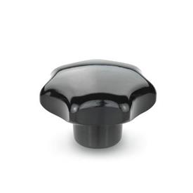 DIN 6336 Phenolic / Polyamide Plastic Star Knobs, with Stainless Steel Tapped Insert Material: KU - Plastic
