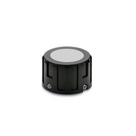 EN 957.1 Plastic Control Knobs, for Digital Position Indicators Type: N - Without lettering<br />Color of the cover cap: DGR - Gray, RAL 7035, matte finish