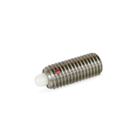  SPSSDN Stainless Steel Spring Plungers, with Delrin® Plastic Nose Pin, with Internal Hex Type: KN - Stainless steel, standard spring load<br />Identification: N - With locking element