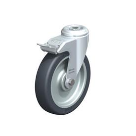  LKRA-TPA Rodajas giratorias de acero de servicio ligero, con ruedas de caucho termoplástico y ajuste con agujero para perno, serie de soportes pesados Type: K-FI - Cojinete de bolas con freno «stop-fix»