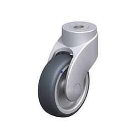  LWGX-TPA Nylon Plastic WAVE Synthetic Swivel Casters, with Thermoplastic Rubber Wheels and Bolt Hole Fitting, Stainless Steel Components Type: G - Plain bearing