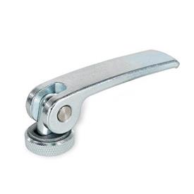 GN 927.2 Steel Clamping Levers with Eccentrical Cam, Zinc Plated, Tapped Type, with Steel Components Type: A - Steel contact plate with setting nut
