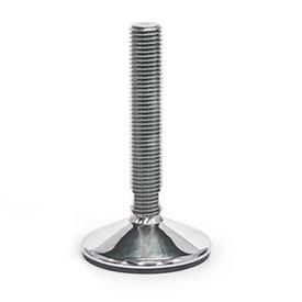 GN 17 Stainless Steel AISI 304 Leveling Feet, FDA Compliant Version (Stud): T - Without nut, wrench flat at the bottom