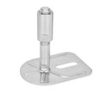 Metric Thread, Stainless Steel Leveling Feet, Tapped Socket or Threaded Stud Type, with Slotted Mounting Hole, Rectangular Shape