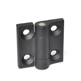 GN 437.4 Zinc Die-Cast Hinges, with 4 Indexing Positions Color: SW - Black, RAL 9005, textured finish