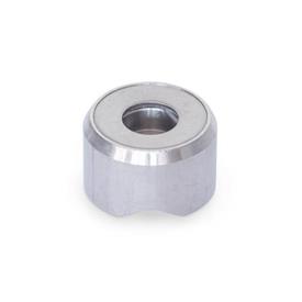 GN 6311.1 Stainless Steel Thrust Pads, for DIN 6332 Grub Screws or DIN 6304 / DIN 6306 Tommy Screws Type: P - Thrust pad surface with detent, without plastic cap<br />Material: NI - Stainless steel