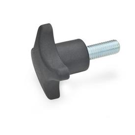 GN 6335.4 Plastic Hand Knobs, with Steel Threaded Stud Material: ST - Polyamide (PA)