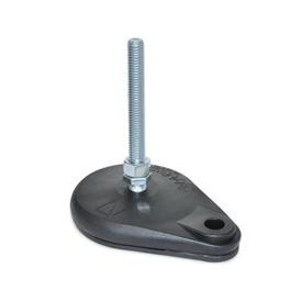  PM 600 Steel &quot;PolyMount&quot;™ Leveling Mounts, Plastic Base, Threaded Stud Type, Teardrop Shape 