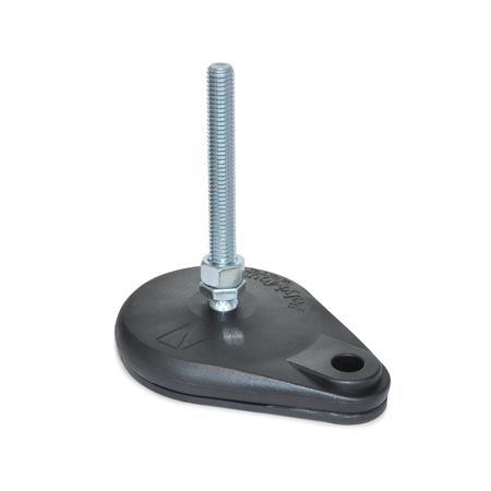  PM 600 Steel &quot;PolyMount&quot;™ Leveling Mounts, Plastic Base, Threaded Stud Type, Teardrop Shape 