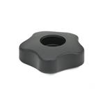 Technopolymer Plastic Five-Lobed Knobs, with Brass Square or Tapped Through Insert, Low Type