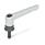 GN 300.4 Zinc Die-Cast Adjustable Levers, with Increased Clamping Force, Threaded Stud Type, with Steel Components Color / Finish: SR - Silver, RAL 9006, textured finish