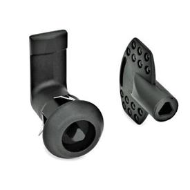 EN 115.5 Technopolymer Plastic Cam Latches, Operation with Socket Key, for Snap-Fit Mounting Type: DK - With triangular spindle<br />Finish: SW - Black, RAL 9005, textured finish<br />Identification no.: 1 - Latch housing with round stop