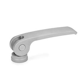 GN 927.7 Stainless Steel Clamping Levers with Eccentrical Cam, Tapped Type, with Stainless Steel Contact Plate Type: B - Stainless steel contact plate without setting nut