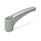 EN 602.1 Manijas ajustables de zinc fundido a presión, tipo orificio roscado o liso, con componentes de acero inoxidable, Ergostyle® Color: SR - Plateado, RAL 9006, acabado texturizado