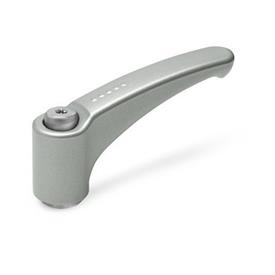 EN 602.1 Zinc Die-Cast Adjustable Levers, Tapped Type, with Stainless Steel Components, Ergostyle® Color: SR - Silver, RAL 9006, textured finish