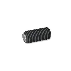 GN 605 Steel Socket Set Screws, with Full / Flat / Serrated Ball Point End Type: VR - Flat ball, with swivel limiting stop, serrated