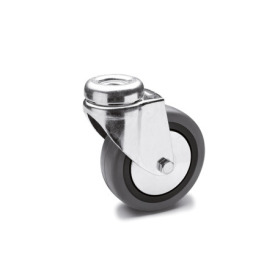 EN 22870 Steel Light Duty Casters, Rubber Wheel Tread, Polypropylene Wheel Core, Light Version Bearing type: G - Friction bearing<br />Bracket type: R - Swivel bracket with center hole<br />Coding: L - Light version