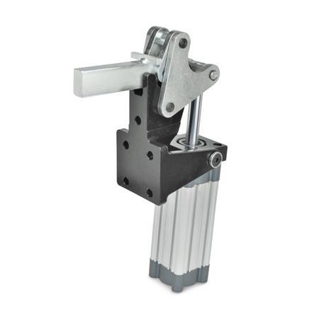 GN 863 Steel Heavy Duty Pneumatic Toggle Clamps, with Vertical Mounting Base, with Magnetic Piston 